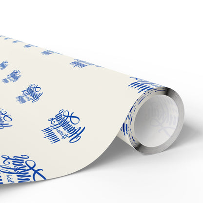 Hanukkah Blue and White Candle Wrapping Papers