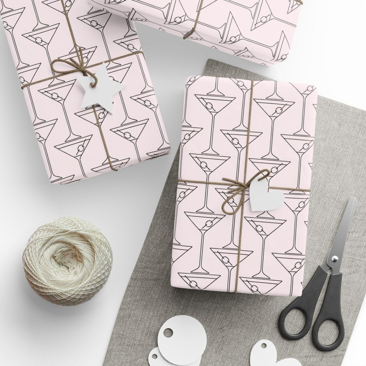 Pinkies Up & Pour Decisions – Martini Line Art Wrapping Paper