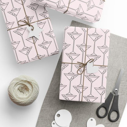Pinkies Up & Pour Decisions – Martini Line Art Wrapping Paper