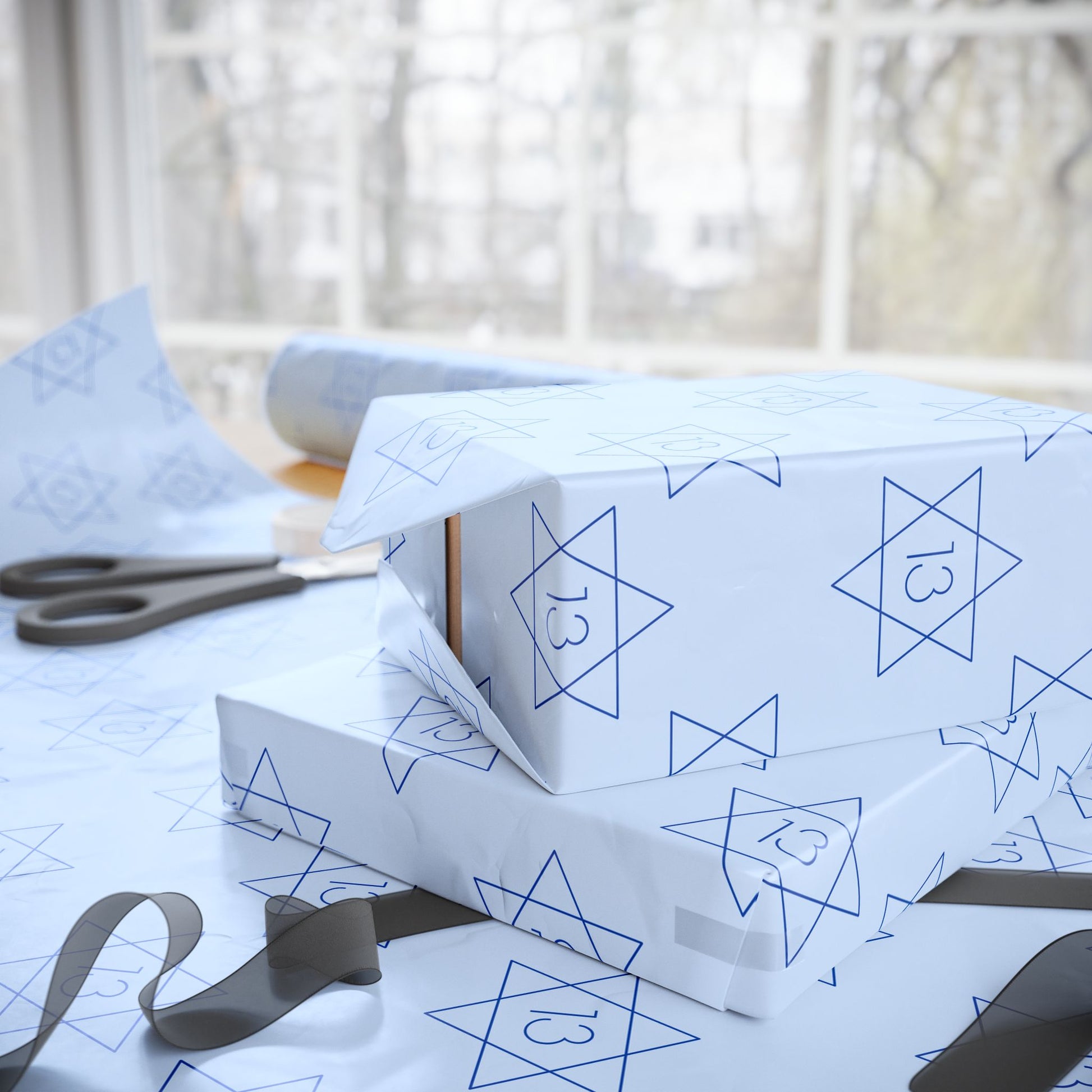 Charming Blue Star Wrapping Paper