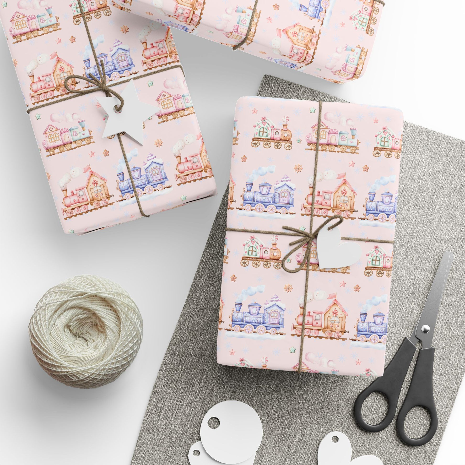 Candy Caboose Express – Gingerbread Train Wrapping Paper