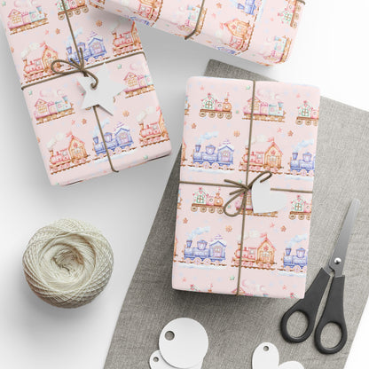 Candy Caboose Express – Gingerbread Train Wrapping Paper
