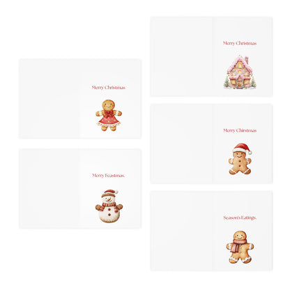 Gingerbread Cookies (Food - Set 2) Greeting Card Pack | Set of 25 Holiday Cards | BLANK Christmas Cards