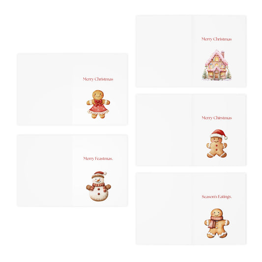 Gingerbread Cookies (Food - Set 2) Greeting Card Pack | Set of 25 Holiday Cards | BLANK Christmas Cards