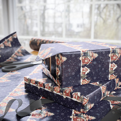 Silent Night, Snowy Light – Winter Village Wrapping Paper