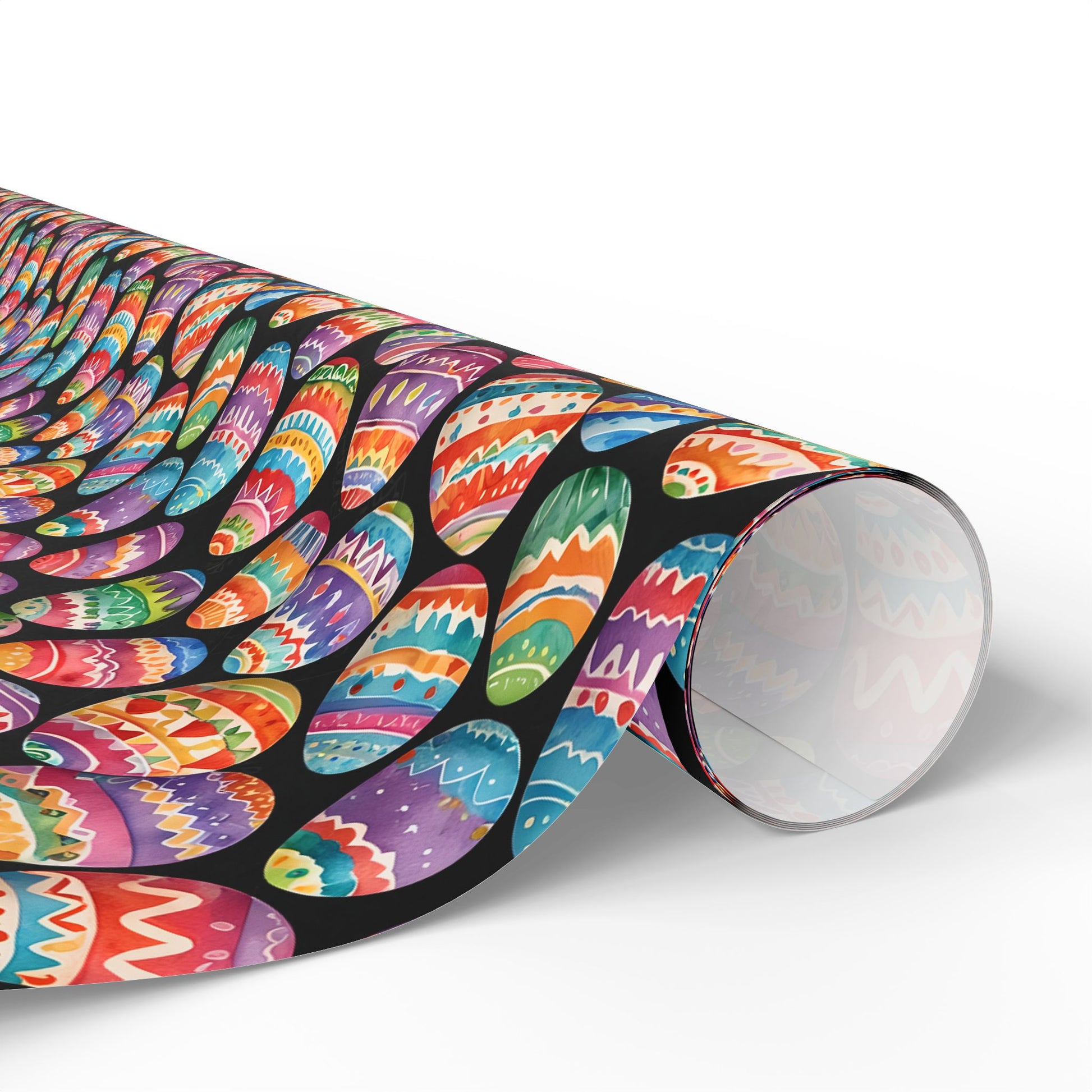 Colorful Easter Egg Wrapping Paper - Black