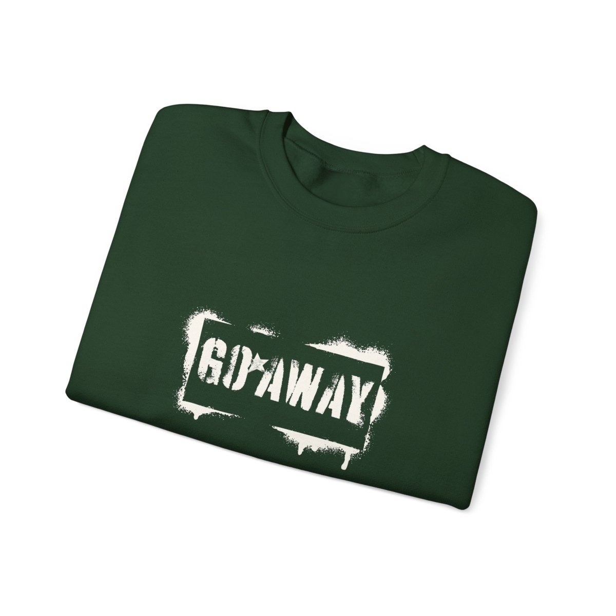 Crewneck Sweatshirt - 'Go Away' Stencil Graphic Cozy Pullover
