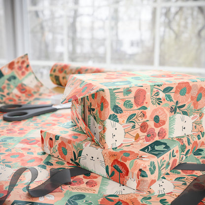 Bunny and Floral Wrapping Paper Roll