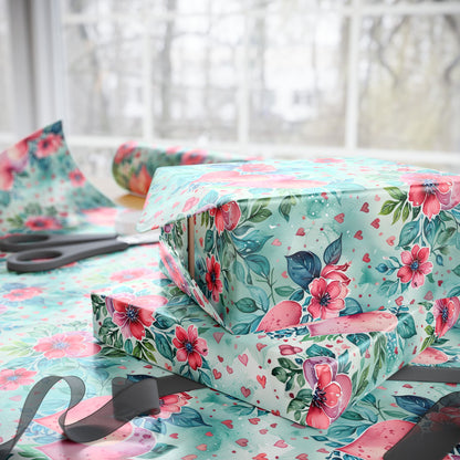 Blue & Pink Floral Gift Wrap