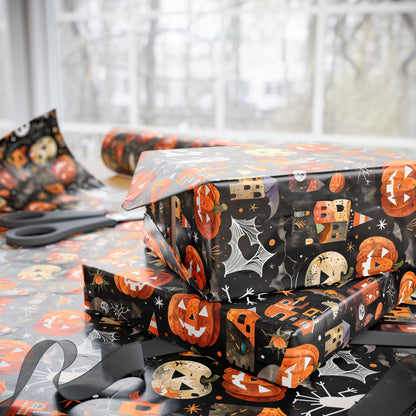 Halloween Wrapping Paper – Pumpkin & Ghost Design for Spooky Fun