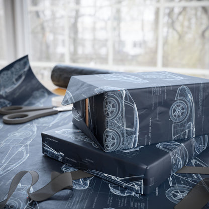 Car Blueprint Wrapping Paper