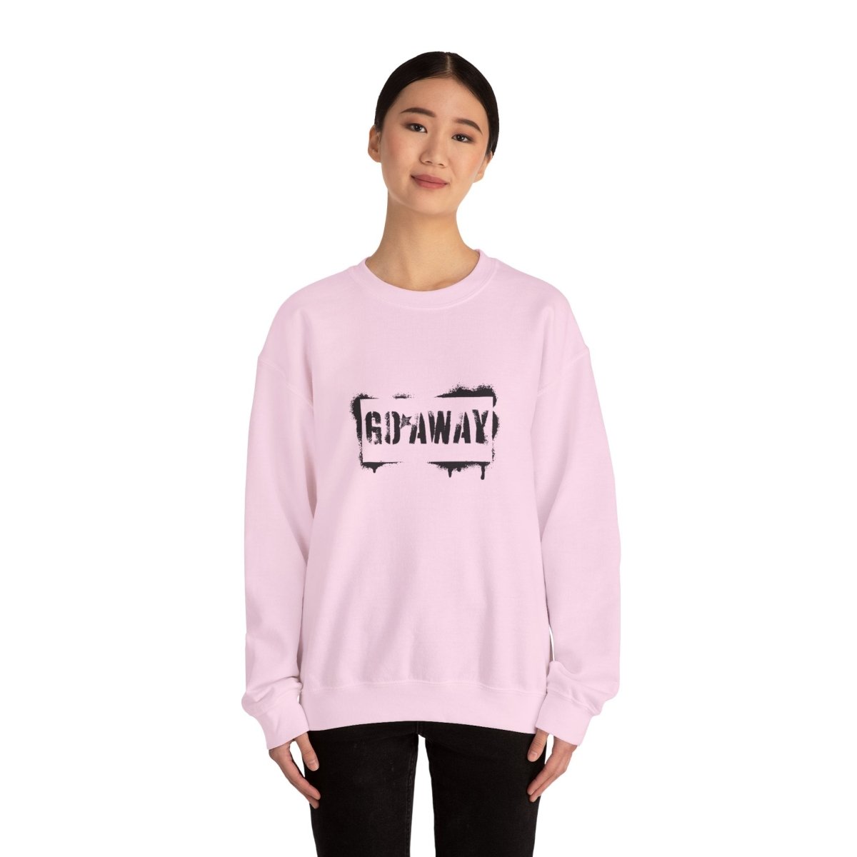 Crewneck Sweatshirt - 'Go Away' Stencil Graphic Cozy Pullover