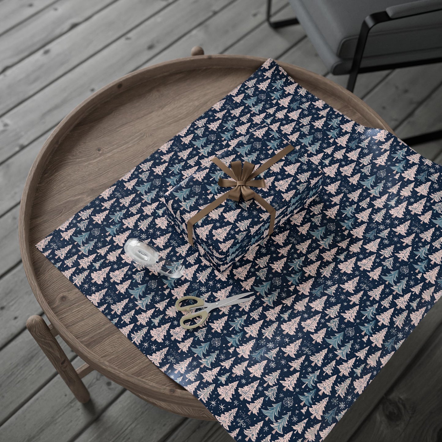 Elegant Pink & Navy Holiday Wrapping Papers