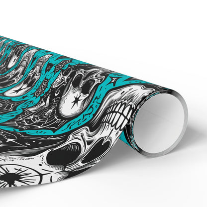 Blue Gothic Skull Wrapping Paper