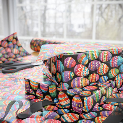 Colorful Easter Egg Wrapping Paper - Black