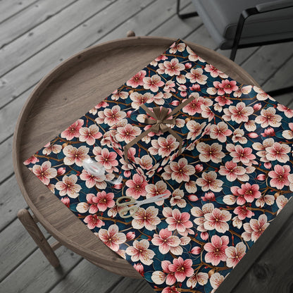 Botanical Patterned Decorative Paper Pink Floral with deep Blue Leaves