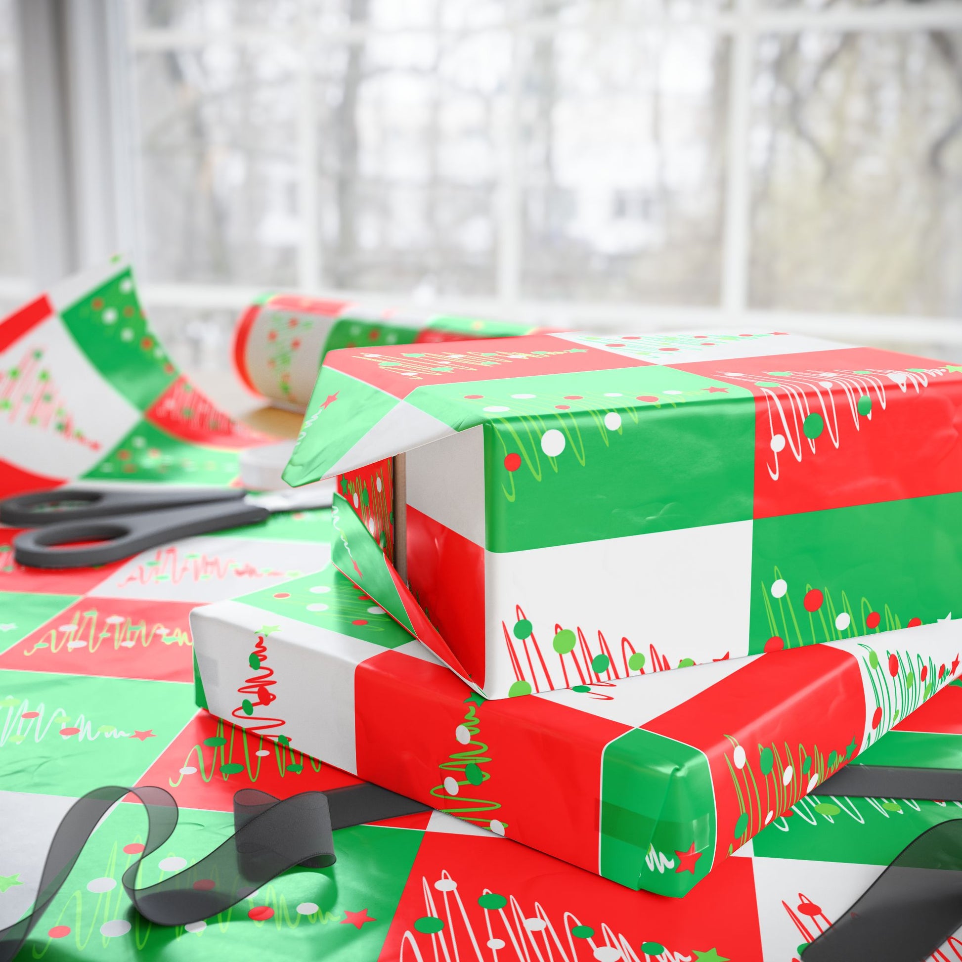 Pop - Tinsel Trees – Modern Graphic Christmas Wrapping Paper
