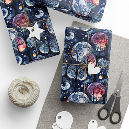 Celestial Universe Wrapping Paper - Cosmic Gift Wrap, Starry Night Packaging, Space Theme, Holiday Gift Wrap, Birthday Wrap