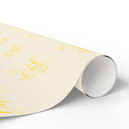 Elegant Yellow Happy Birthday Wrapping Paper