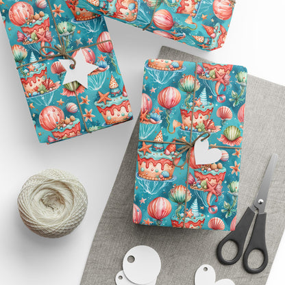 Aqua Ocean Theme Birthday Gift Wrap