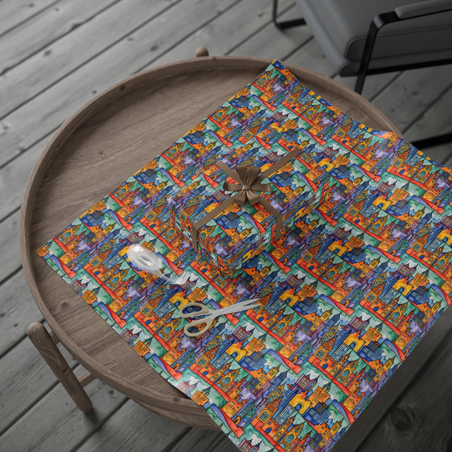 Vibrant Cityscape Wrapping Paper - Festive Gift Wrap