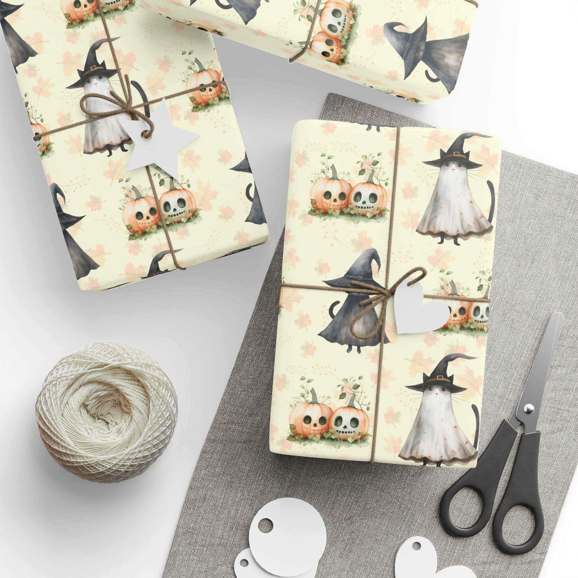 Hex Me Not - Spooky Cute Cat & Pumpkin Halloween Wrapping Paper