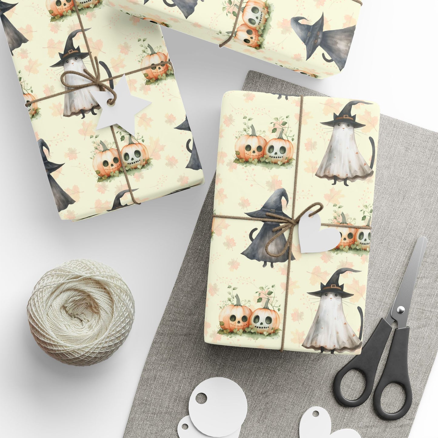 Hex Me Not - Spooky Cute Cat & Pumpkin Halloween Wrapping Paper