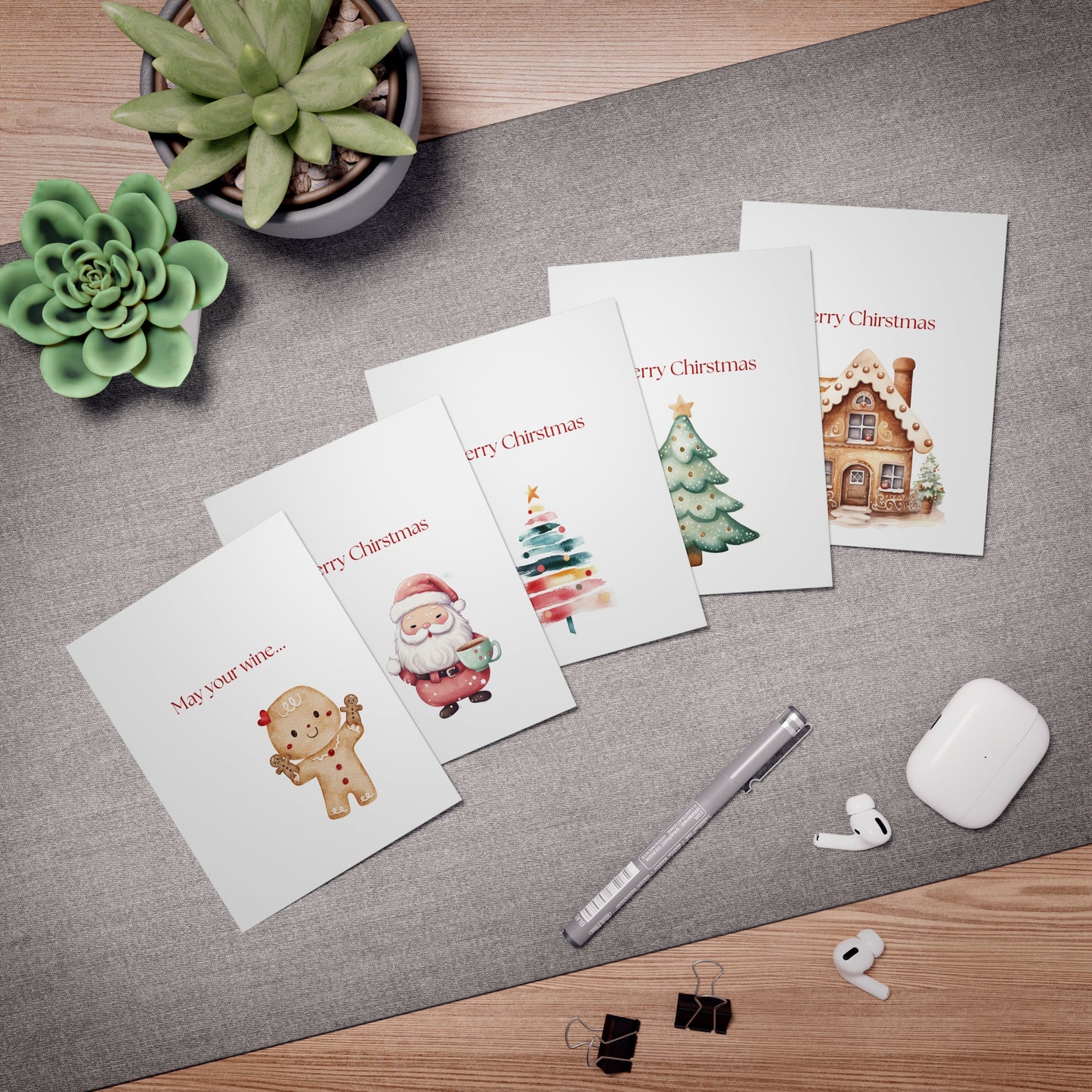 Funny Christmas (Wine Related - Set 2) Greeting Card Pack | Set of 5 Holiday Cards | Cute & Cheeky Christmas Cards