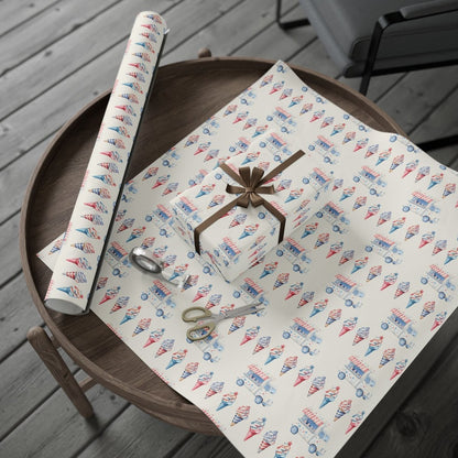 Vintage Ice Cream 4th of July Truck Wrapping Paper