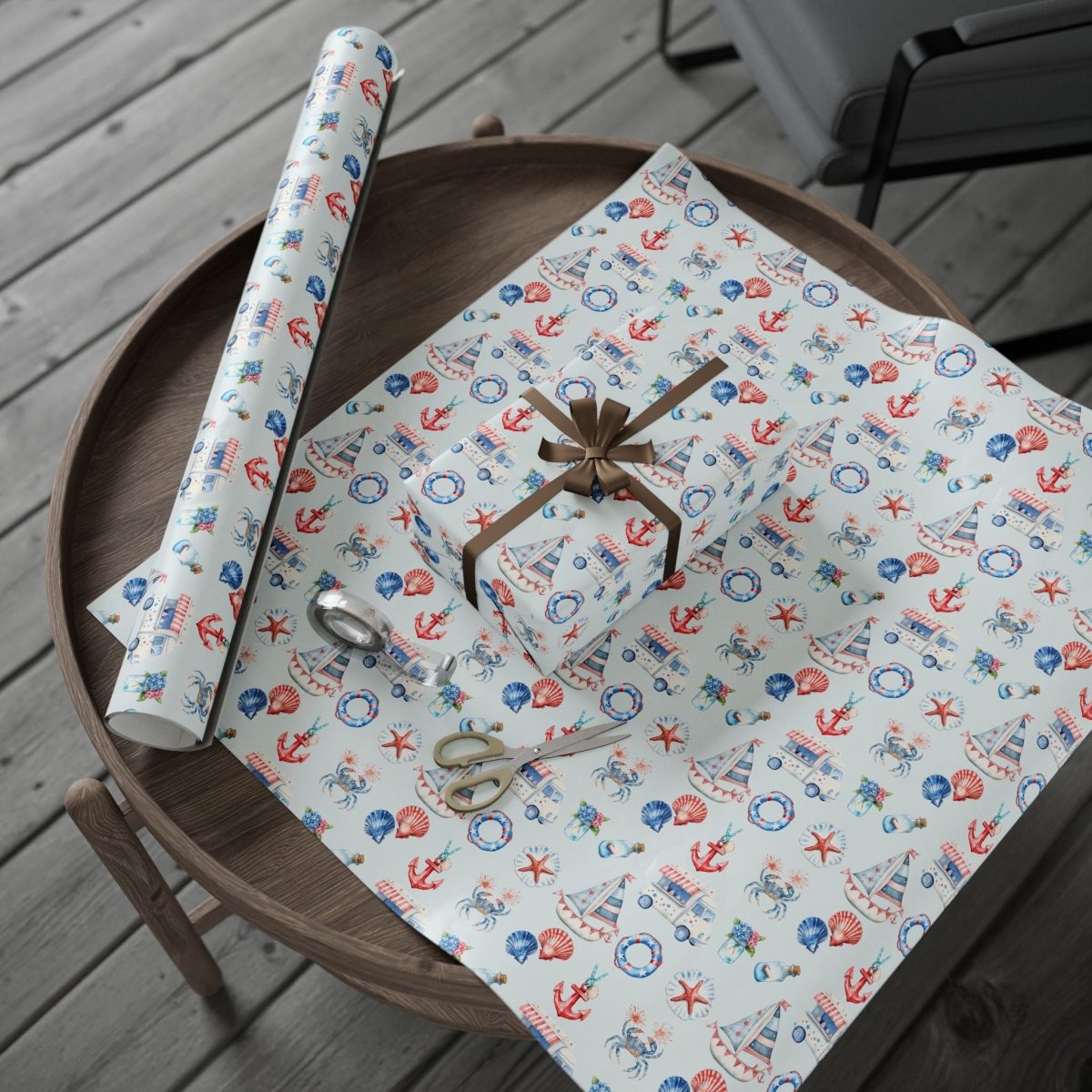 4th of July Nautical Beach Wrapping Paper