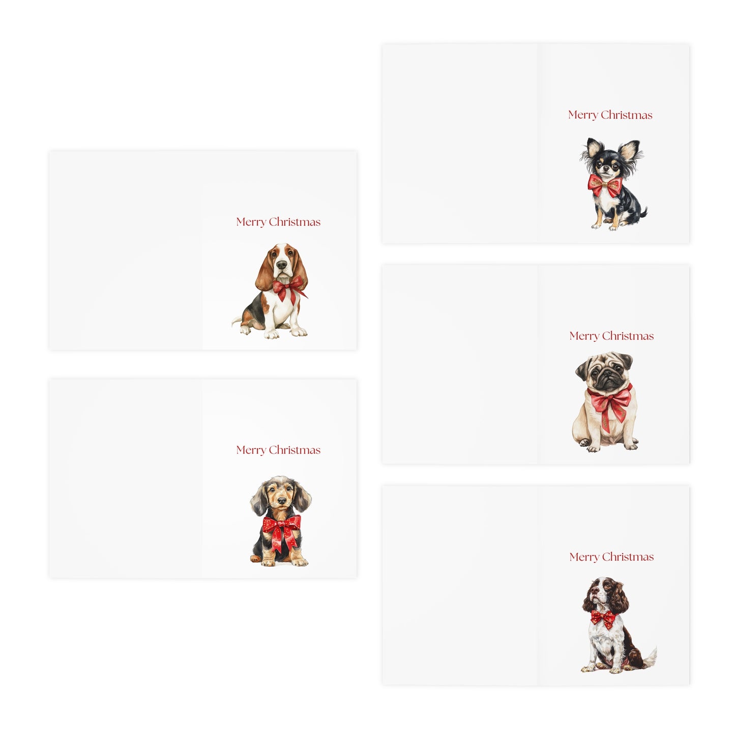 Dog Christmas Cards| Merry Christmas Greeting Cards – 25 Unique Designs | Blank Inside