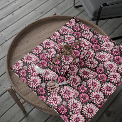 Dahlia Fields of Pink White Black Gift Wrapping Paper