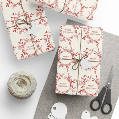 Cranberry Wreaths – Red Botanical Christmas Wrapping Paper
