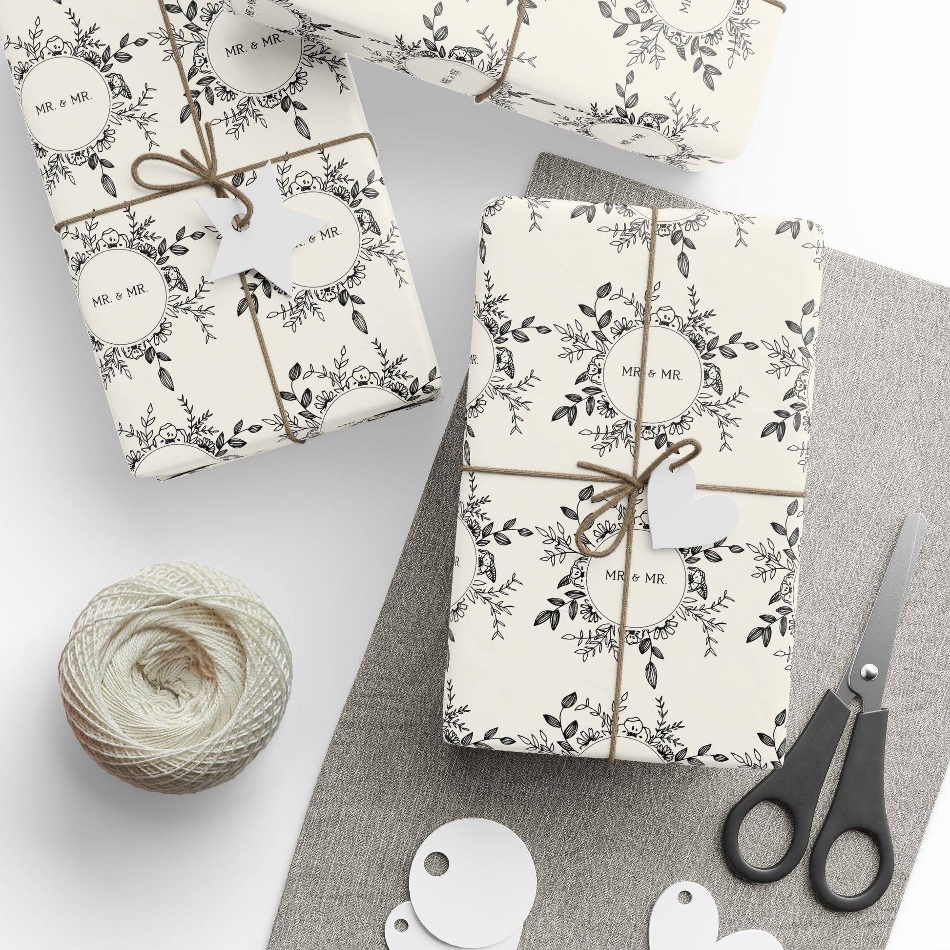 Mr. & Mr. Gift Wrapping Paper in Black & White