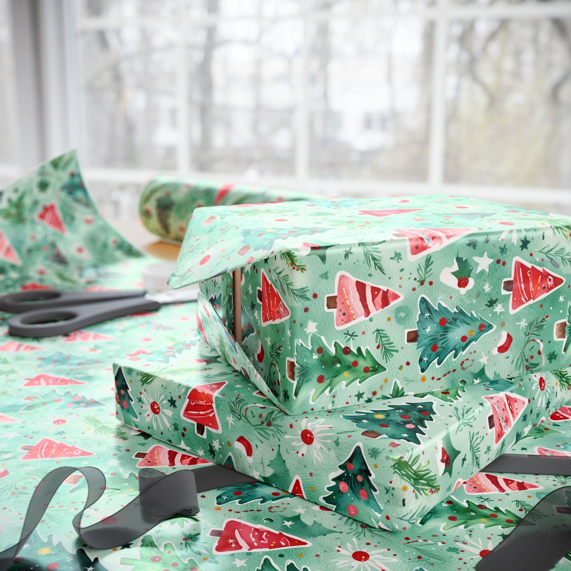 Merry Little Tree - mendous – Watercolor Christmas Tree Wrapping Paper
