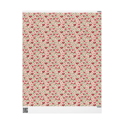 Orange Floral & Heart Wrapping Paper