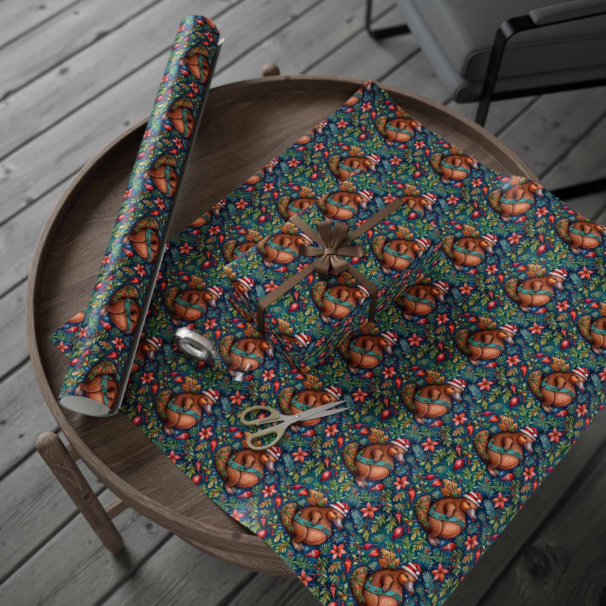 Merry & Quirky – Festive Platypus Wrapping Paper