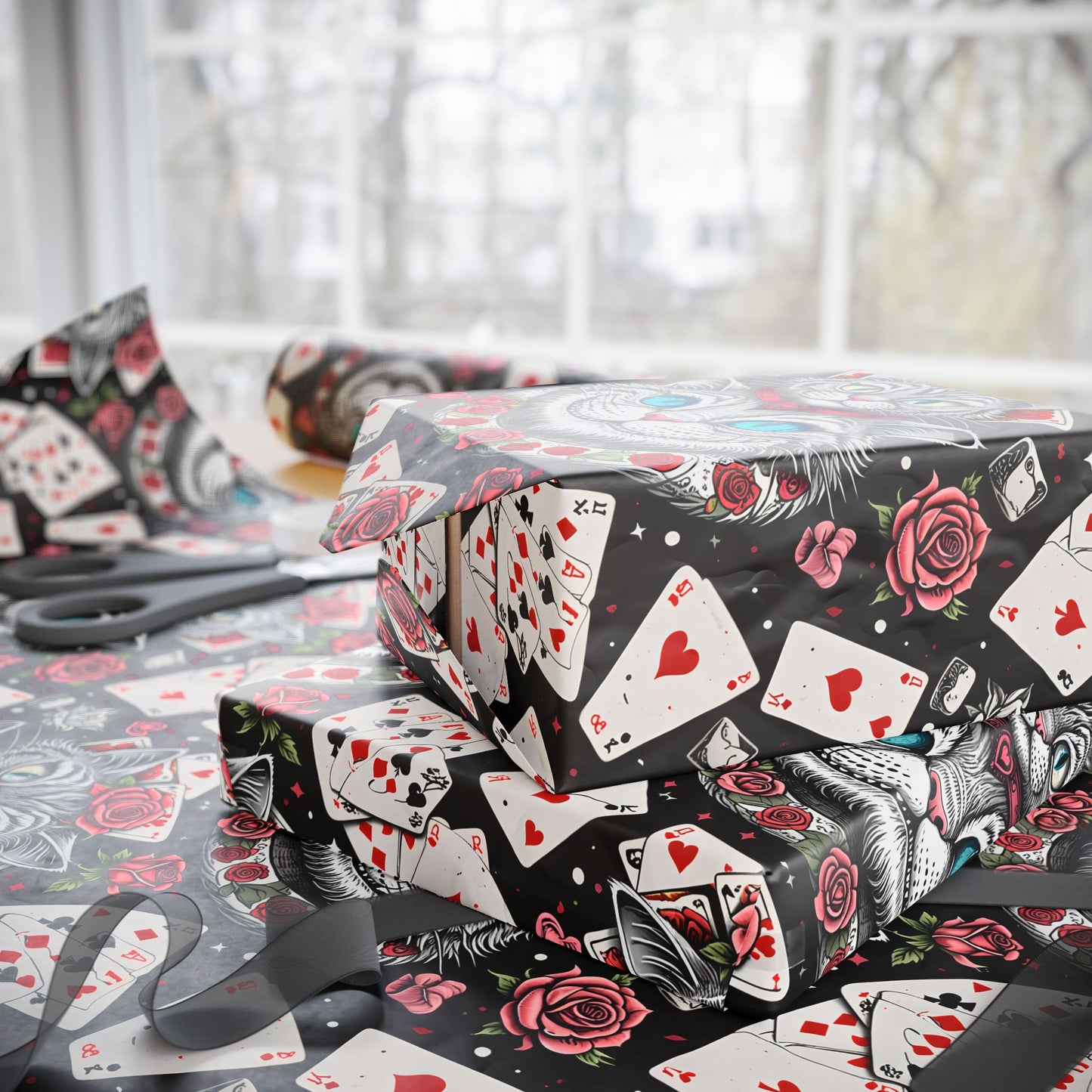 Colorful Trippy Gift Wrap Featuring Cheshire Cat