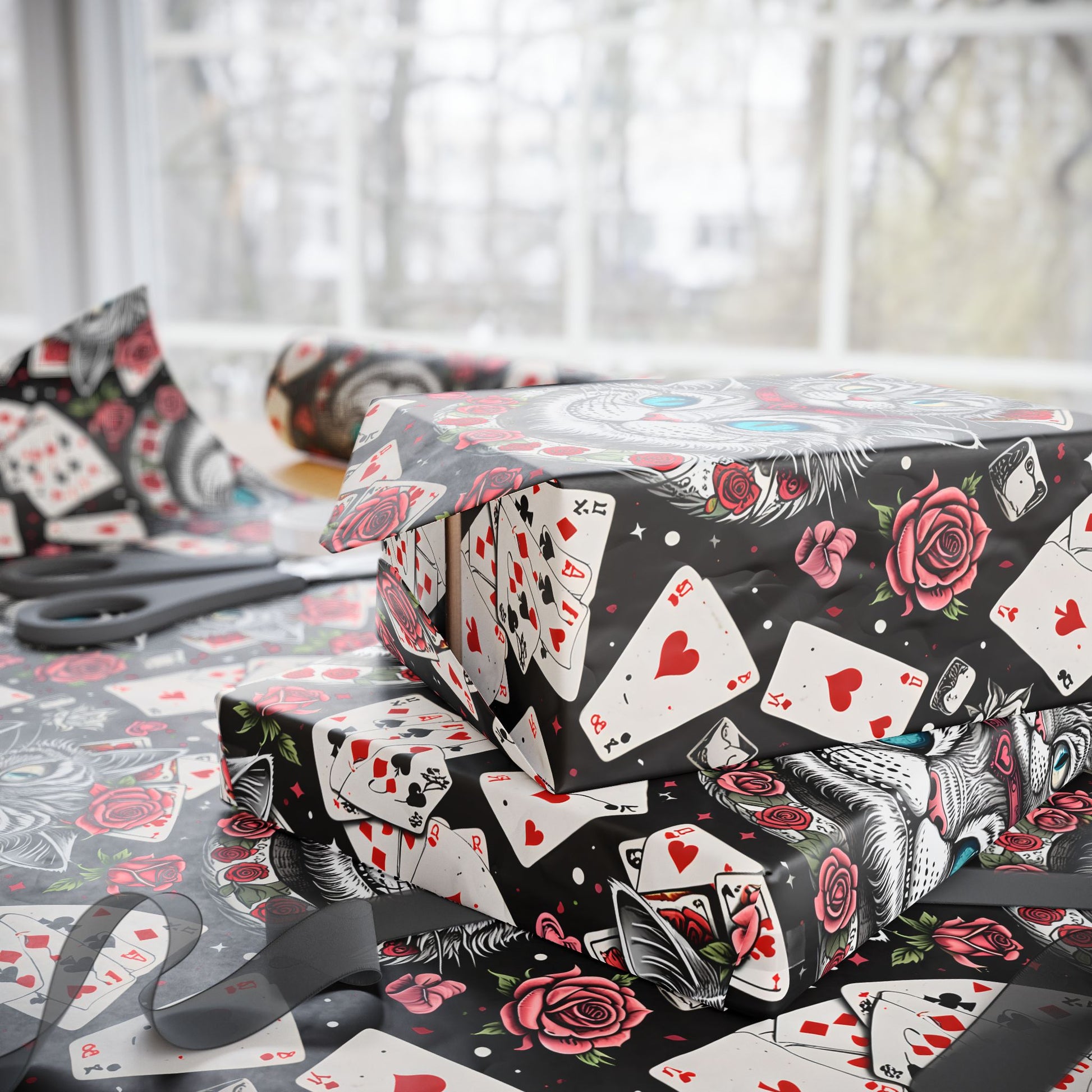 Colorful Trippy Gift Wrap Featuring Cheshire Cat