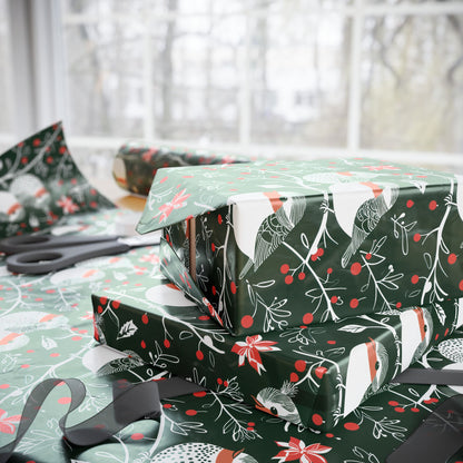 Chirp & Cheer – Festive Birds & Berries Christmas Wrapping Paper