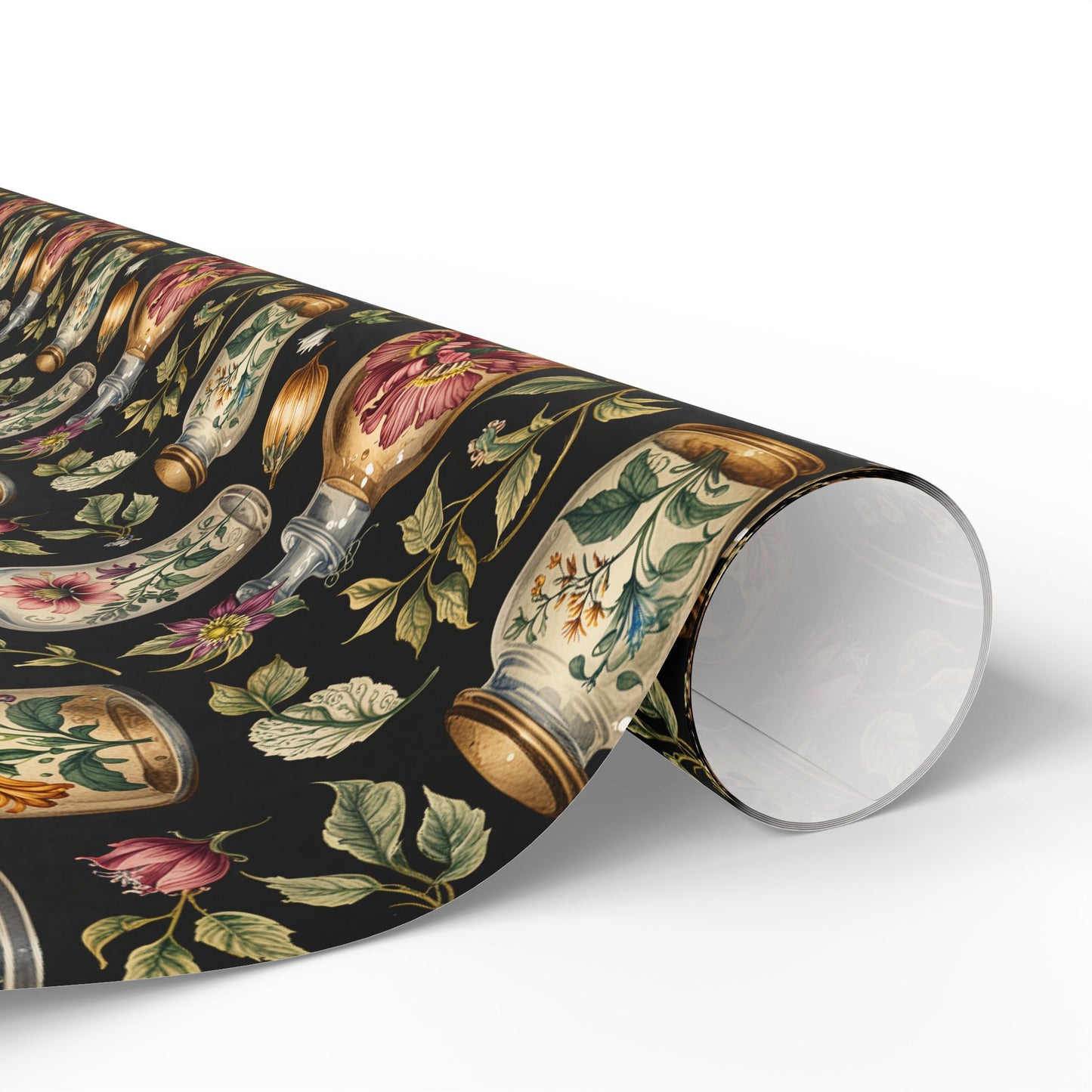 Wrapping Papers - Chic Apothecary Floral Vintage Glass Jar Pattern