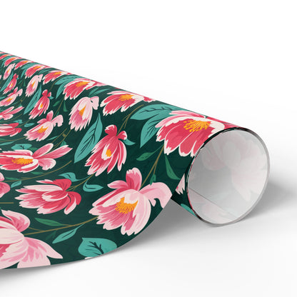 Pink & Green Floral Gift Wrapping Paper