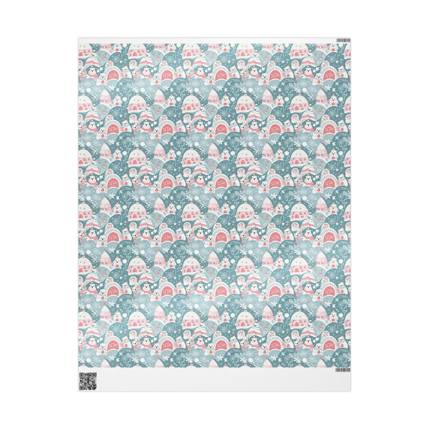 Icy Paws & Peppermint Igloos – Arctic Wonderland Wrapping Paper