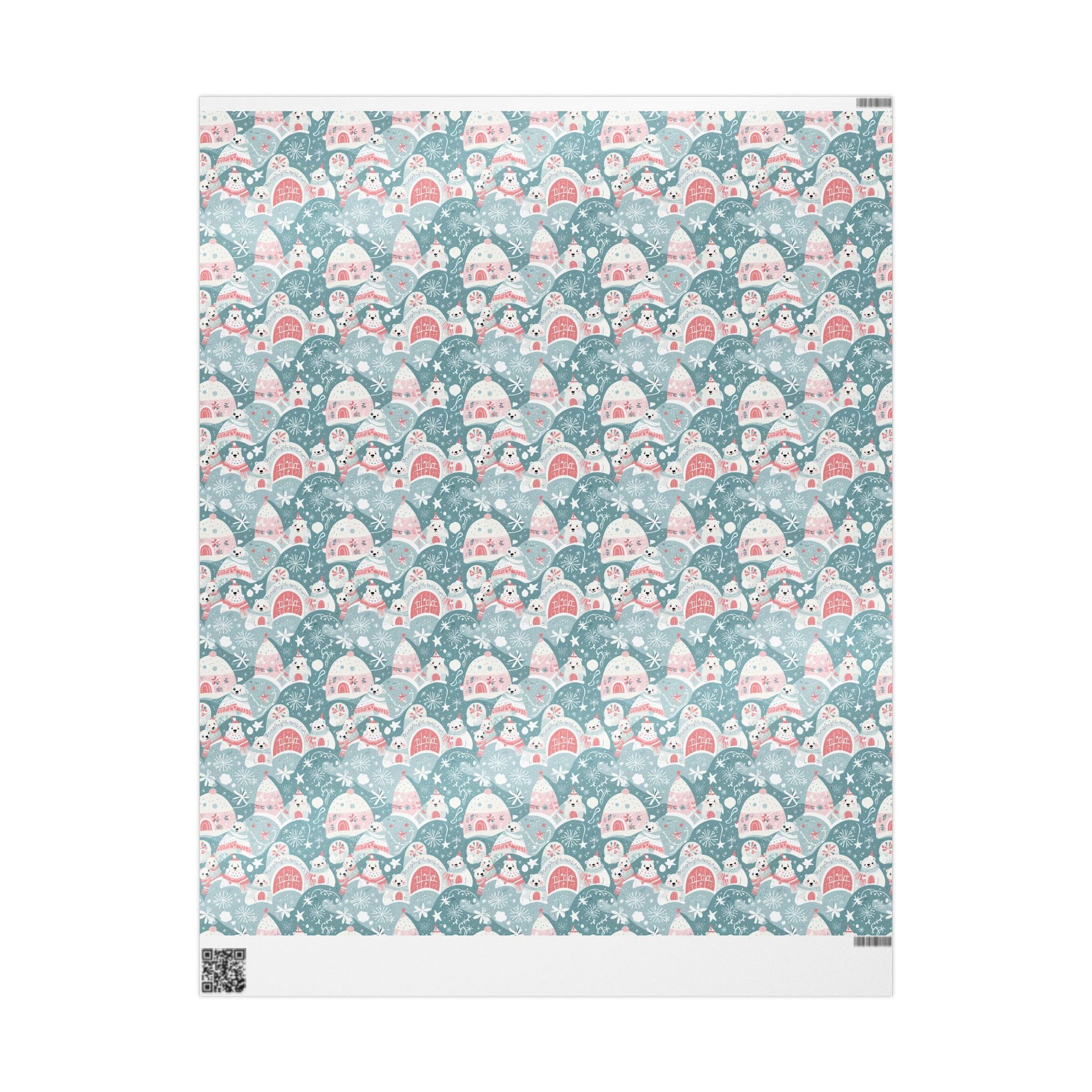 Icy Paws & Peppermint Igloos – Arctic Wonderland Wrapping Paper