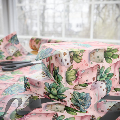 Pink Succulent Plant Gift Wrap