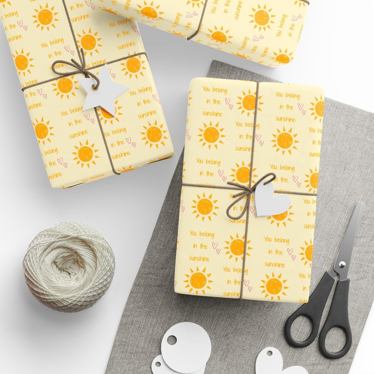 You Belong in the Sunshine Wrapping Paper | Yellow Sun Repeat, Kinder Party Wrap