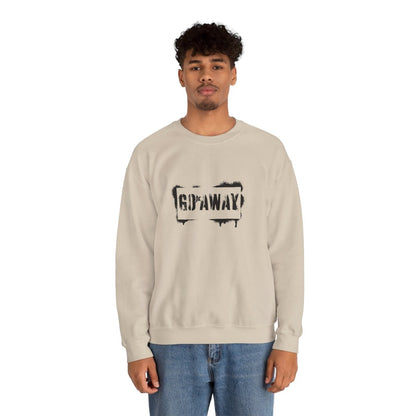 Crewneck Sweatshirt - 'Go Away' Stencil Graphic Cozy Pullover