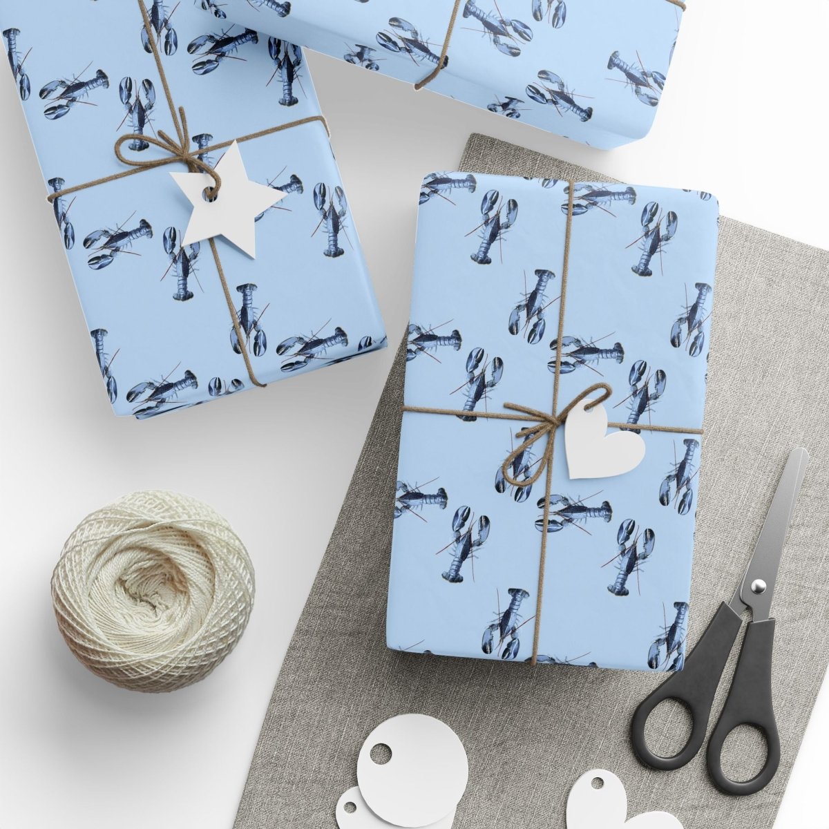 Chic Pink Blue Lobster Wrapping Paper