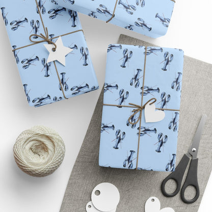 Chic Pink Blue Lobster Wrapping Paper