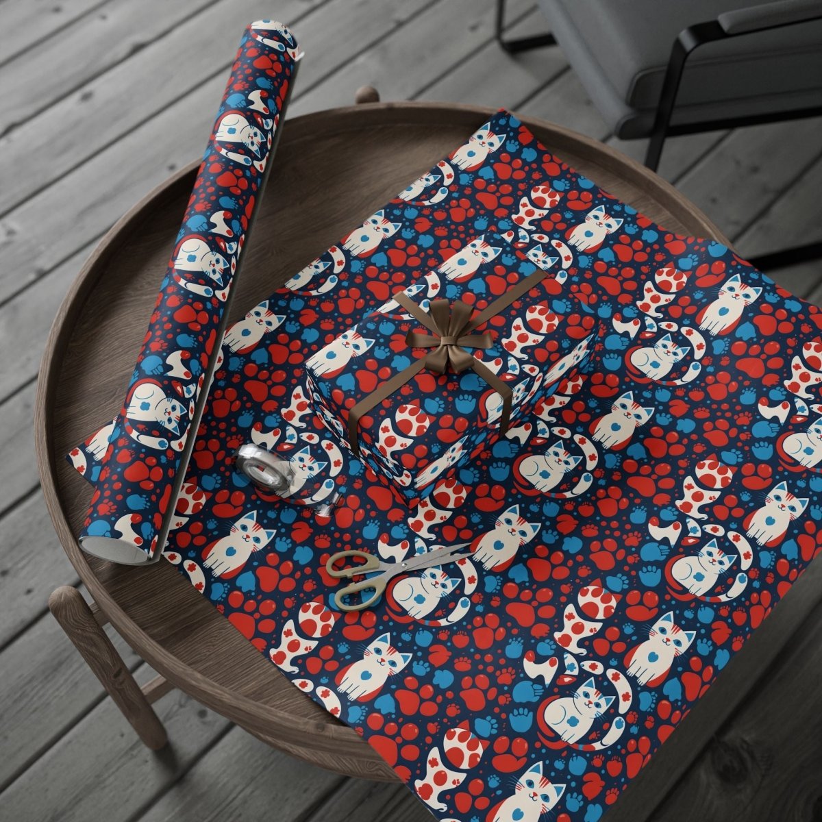 Retro Cat Design Wrapping Paper: Whisker Wonderland Gift Wrap
